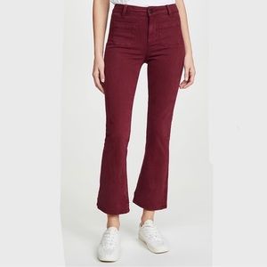 Paige “Claudine” High Waist Crop Flare Jeans Burgundy Sz 24 NWT
